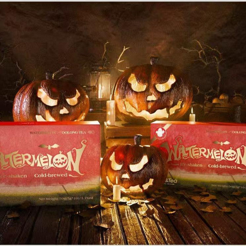 BOGO Halloween Limited Edition 2.0 Watermelon Oolong Tea (25% More Flavor) 2 Cartons 120G (1 Carton 6G×10Packs)×2 with Watermelon Dragon Fruit Apple Strawberry Real Fruit Inside