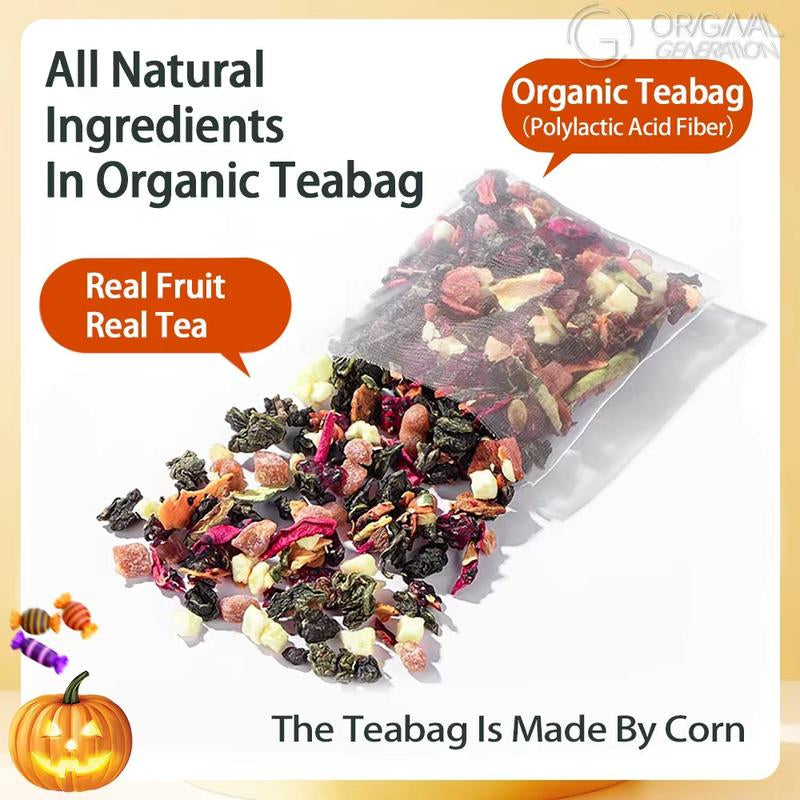 BOGO Halloween Limited Edition 2.0 Watermelon Oolong Tea (25% More Flavor) 2 Cartons 120G (1 Carton 6G×10Packs)×2 with Watermelon Dragon Fruit Apple Strawberry Real Fruit Inside